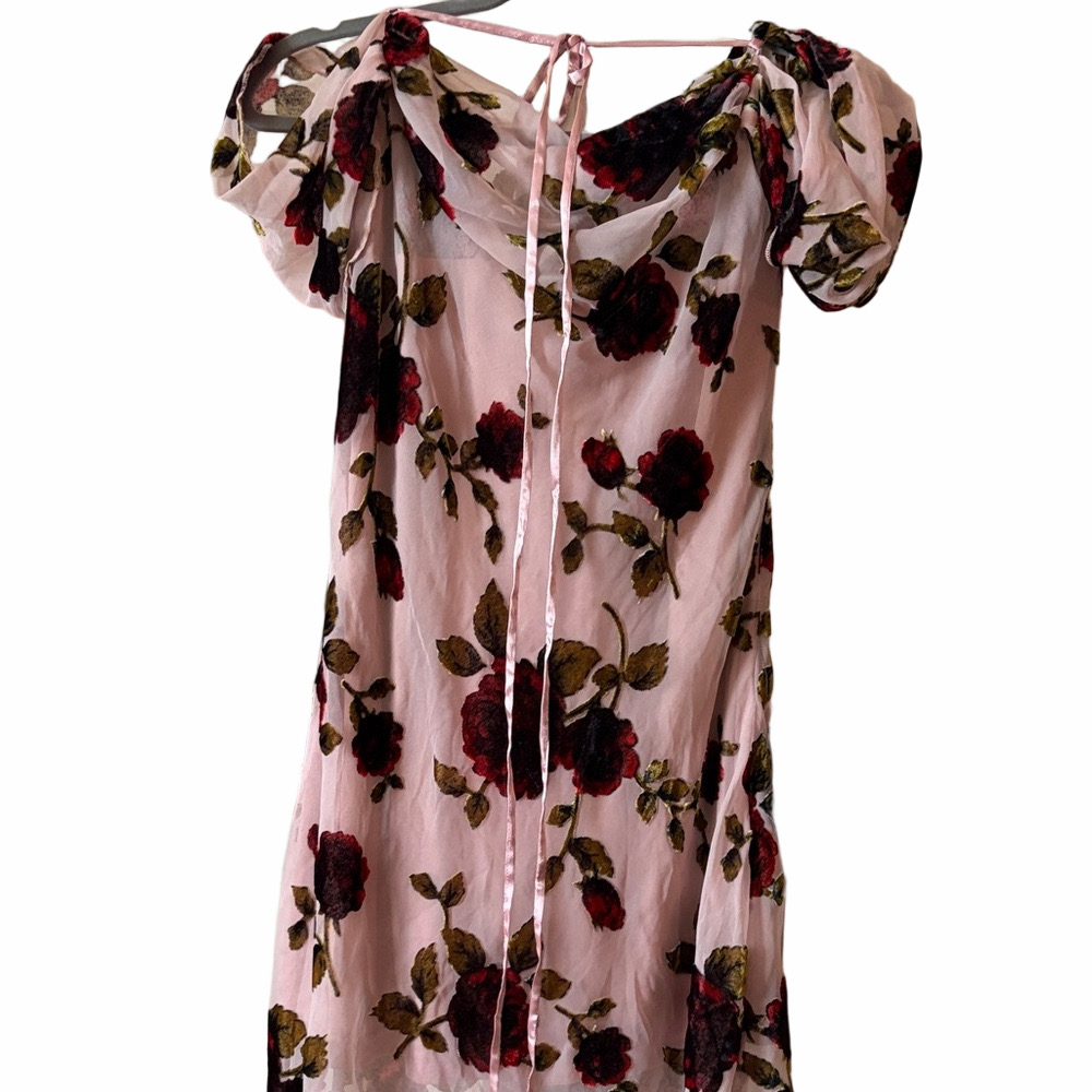 Lulus NWT muse blush pink burnout velvet floral Floral Dress Large - Picture 7 of 8
